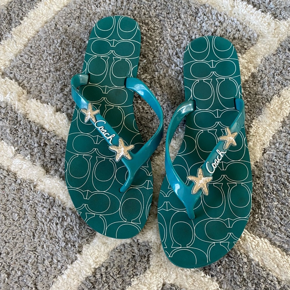 Green coach sandals side 8